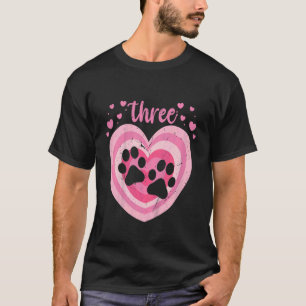Kids 3 Year Old Cute Dog Paw Birthday Girl 3rd B d T-Shirt