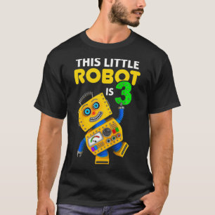 Kids 3 Year Old Cute Robot Birthday T-Shirt