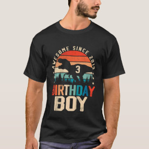 Kids 3 Year Old Dinosaur 3rd Birthday Boy Trex Awe T-Shirt