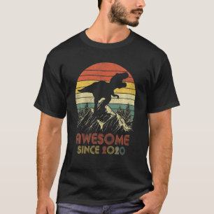Kids 3 Year Old Dinosaur Awesome Since 2020 3rd Bi T-Shirt