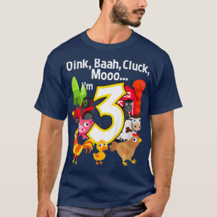 Kids 3 Year Old Farm Birthday Party Animal Barn T-Shirt