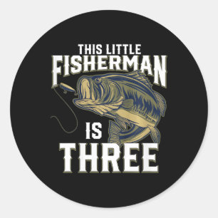 Kids 3 Year Old Fishing Birthday Party Fisherman 3 Classic Round Sticker