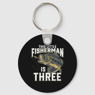 Kids 3 Year Old Fishing Birthday Party Fisherman 3 Key Ring