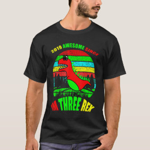 Kids 3 Year Old Kids Three Rex 3rd Birthday Third T-Shirt