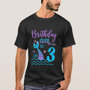 Kids 3 Year Old Mermaid tail 3rd Birthday Girl Dau T-Shirt