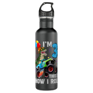 Kids 3 Year Old T Rex Dinosaur Monster Truck 3rd B 710 Ml Water Bottle