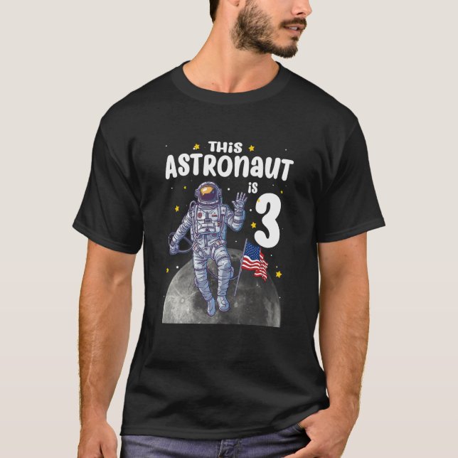 Kids 3 Year Old  This Astronaut is 3rd Birthday Ou T-Shirt (Front)