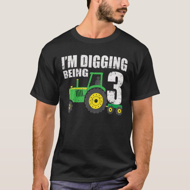 Kids 3 Year Old Tractor Birthday 3Rd Birthday T-Shirt (Front)
