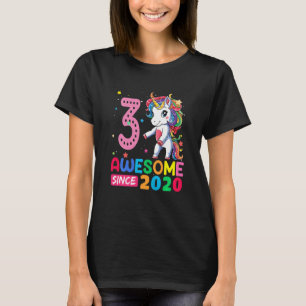Kids 3 Year Old Unicorn Flossing 3rd Birthday Gir T-Shirt