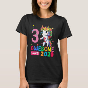 Kids 3 Year Old Unicorn Flossing 3rd Birthday Gir T-Shirt