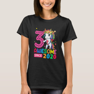 Kids 3 Year Old Unicorn Flossing 3rd Birthday Girl T-Shirt