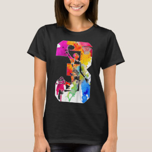 Kids 3 Years Number 3 Sketll 3rd Birthday  T-Shirt