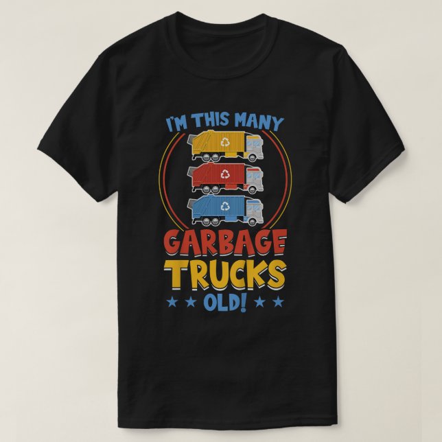 Kids 3 Years Old 3rd Birthday I'm This Many Garbag T-Shirt (Design Front)