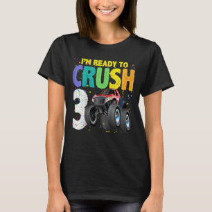 Kids 3 Years Old 3rd Birthday Monster Truck I Am R T-Shirt