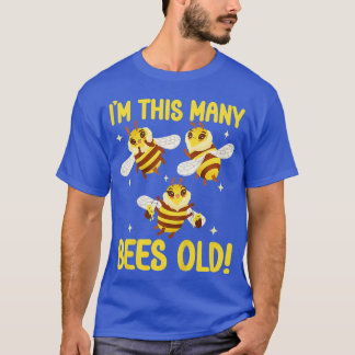 Kids 3 Years Old Girl Bees Old 3rd Birthday Kids  T-Shirt