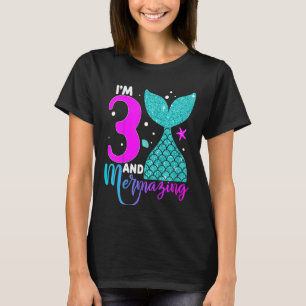Kids 3 Years Old Girl Second 3rd Birthday Mermaid T-Shirt