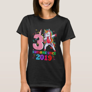 Kids 3 Years Old Unicorn Dabbing 3rd Birthday Girl T-Shirt