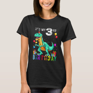 Kids 3rd Birthday 3 Year Old Boy Dino Rex Dinosaur T-Shirt