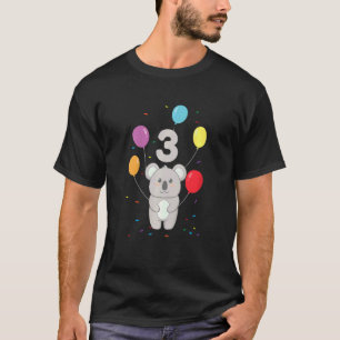 Kids 3rd Birthday 3 Years Koala Balloons Australia T-Shirt