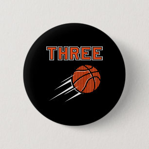 Kids 3rd Birthday Basketball Party Jersey 3 Years 6 Cm Round Badge