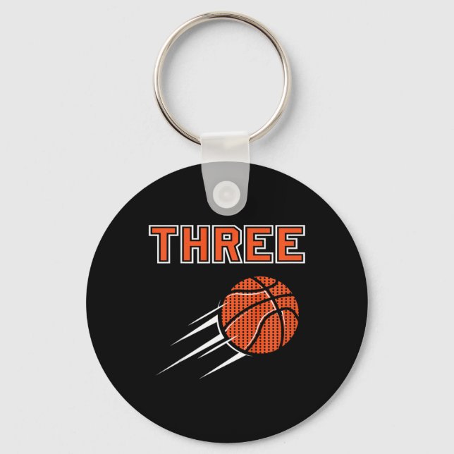 Kids 3rd Birthday Basketball Party Jersey 3 Years  Key Ring (Front)