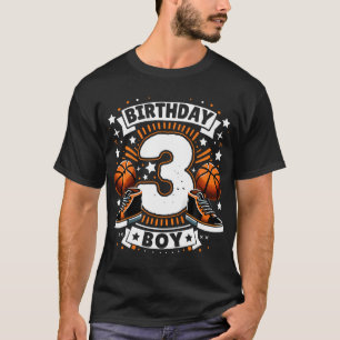 Kids 3Rd Birthday Boy 3 Year Old Boy Basketball Bi T-Shirt