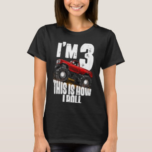 Kids 3rd Birthday Boy Monster Truck Rule Jam Thr T-Shirt