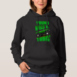 Kids 3rd Birthday Boy Monster Truck Rule Jam Three Hoodie
