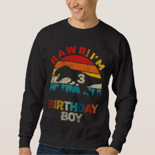 Kids 3rd Birthday Boy Rawr Im 3 Dinosaur Rex Three Sweatshirt