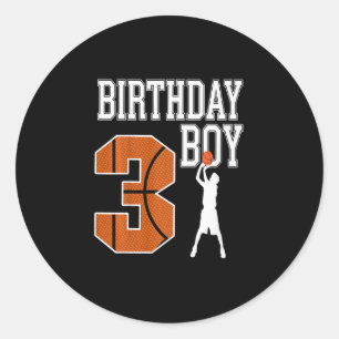 Kids 3rd Birthday Boy Shirt Sketll Kids 3 Year Old Classic Round Sticker