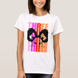 Kids 3rd Birthday Cute Black Girl Afro Puffs Afric T-Shirt