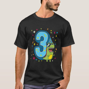 Kids 3rd Birthday Dino - Three Years Old Boy T Rex T-Shirt