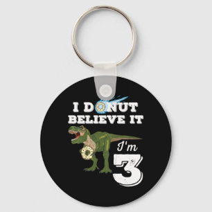 Kids 3rd Birthday Dinosaur Doughnut Believe 3 Year Key Ring