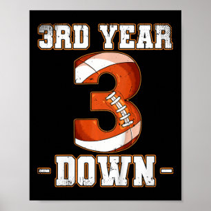 Kids 3rd Birthday Football 3rd Year Down Football  Poster