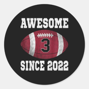 Kids 3rd Birthday Football Player 3 Years Old Vint Classic Round Sticker