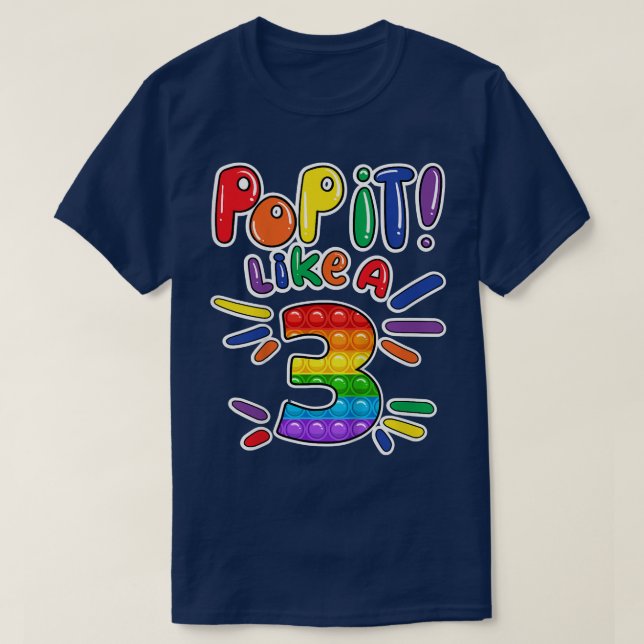 Kids 3rd Birthday Girl Pop It Like A 3 Years Old F T-Shirt (Design Front)