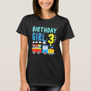 Kids 3rd Birthday Girl Trains Party Birthday Theme T-Shirt