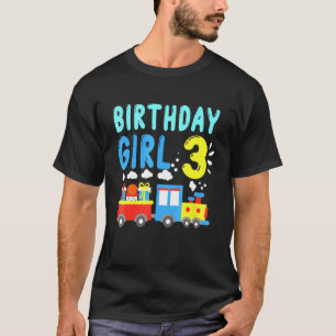 Kids 3rd Birthday Girl Trains Party Birthday Theme T-Shirt