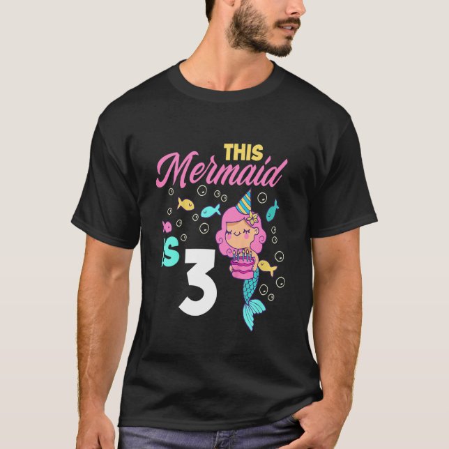 Kids 3rd Birthday Girls Mermaid 3 Years Mermaids B T-Shirt (Front)