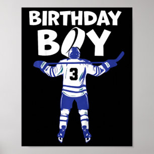 Kids 3rd Birthday Ice Hockey 3 Year Old Toddler Ho Poster