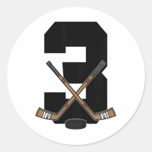 Kids 3rd Birthday Ice Hockey Kids Toddler Boys Ice Classic Round Sticker