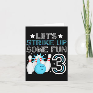 Kids 3rd Birthday Party Bowling Boy 3 Year Old Bow Card