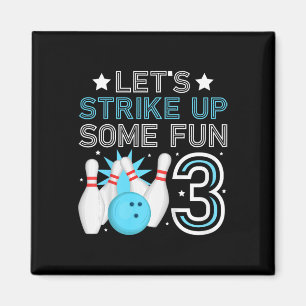 Kids 3rd Birthday Party Bowling Boy 3 Year Old Bow Magnet