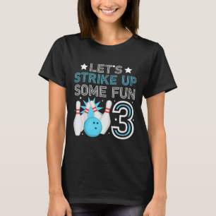 Kids 3rd Birthday Party Bowling Boy 3 Year Old Bow T-Shirt