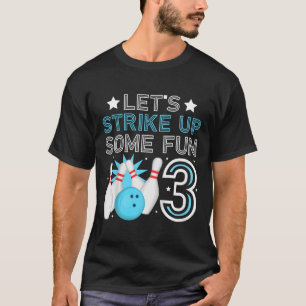 Kids 3rd Birthday Party Bowling Boy 3 Year Old Bow T-Shirt