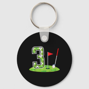 Kids 3rd Birthday Party Golf Boy Three Year Old Go Key Ring