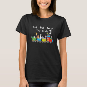 Kids 3rd Birthday Party Train Zoo Animals Lion Tig T-Shirt