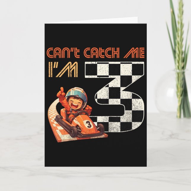 Kids 3rd Birthday Race Car Can't Catch Me I'm 3 Th Card (Front)