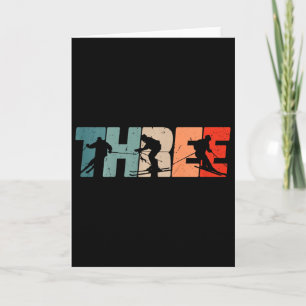 Kids 3rd Birthday Retro Ski Skiing 3 Year Old Boys Card