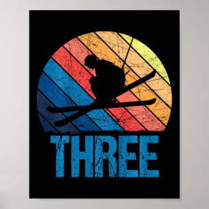 Kids 3rd Birthday Retro Ski Skiing 3 Year Old Boys Poster